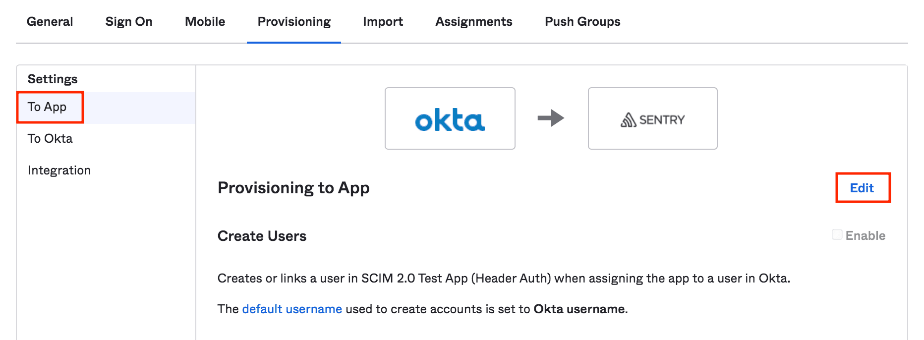 Okta Save SCIM Settings